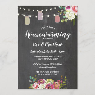 Invitation Fête du réchauffement du foyer Rustic Jars Chalk F