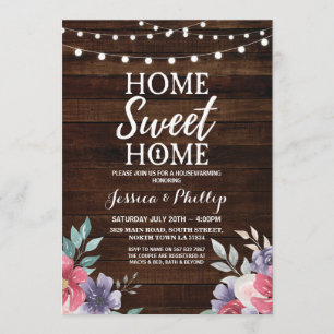 Invitation Fête du réchauffement du foyer Wood Rustic New Hom