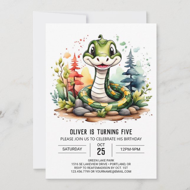Invitation Fête du reptile moderne Anniversaire (Devant)