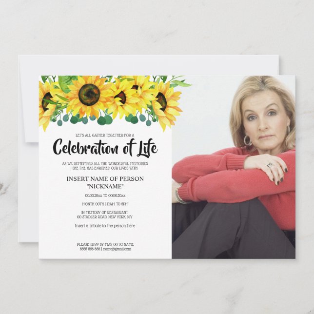 Invitation Fête du réveil du tournesol avec photo (Devant)