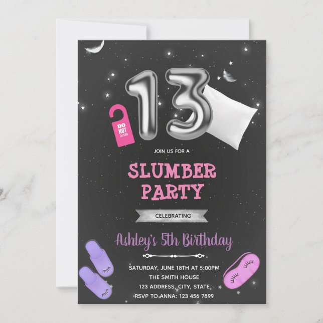 Invitation Fête du sommeil de l'hôtel 13e anniversaire (Devant)