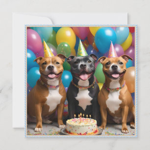 Invitation Fête du Staffy : Une fête d'anniversaire avec gâte