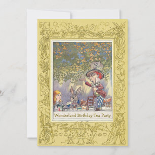 Invitation Fête du thé d'anniversaire de Mad Hatter's Wonderl
