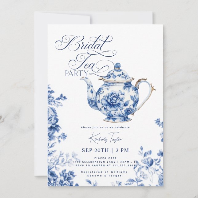 Invitation Fête du thé de la mariée Chinoiserie Fête des mari (Devant)
