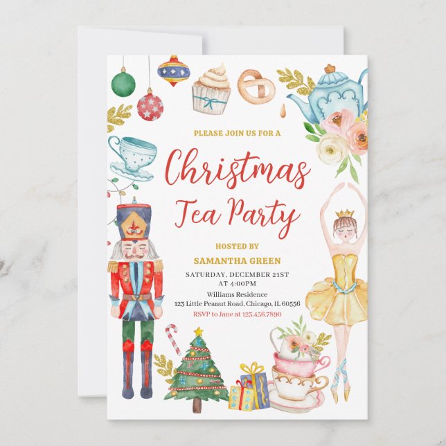 Invitation Fête du thé de Noël (Devant)