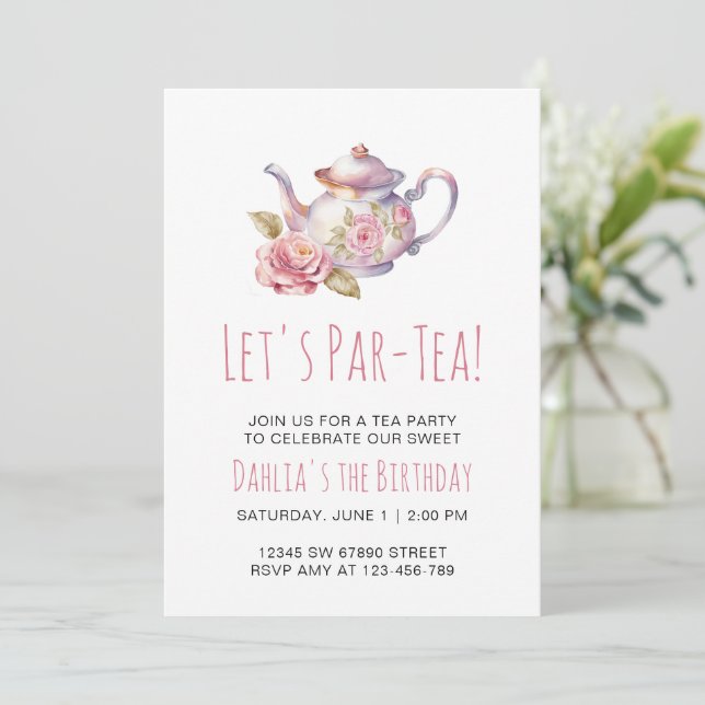 Invitation Fête du thé moderne Anniversaire Princesse Tea Par (Debout devant)