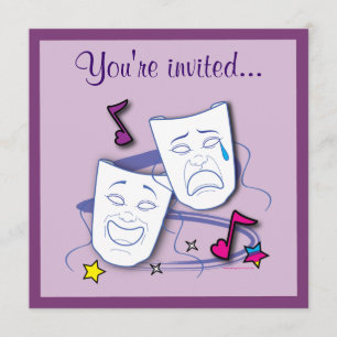Invitation Fête du Théâtre d'anniversaire avec masque