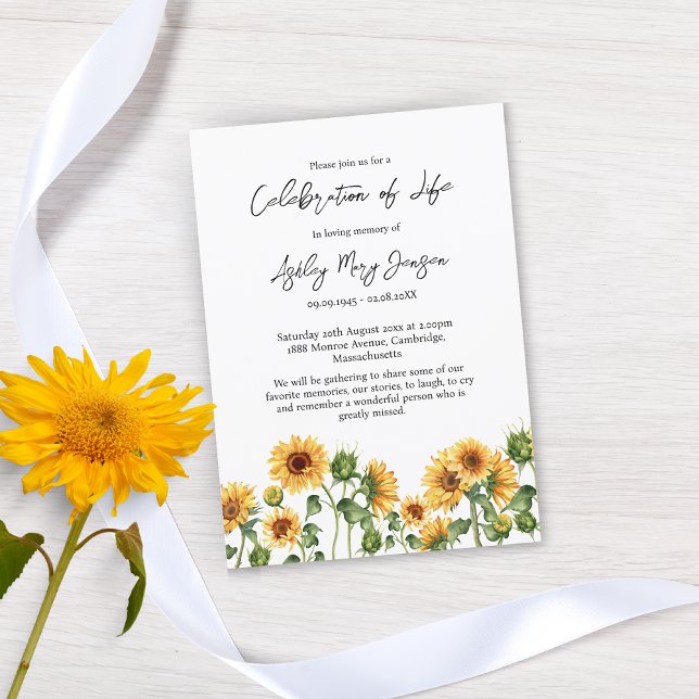 Invitation Fête du tournesol de la vie funéraire (Créateur téléchargé)