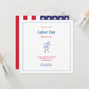 Invitation Fête du Travail Barbecue Party Minimaliste
