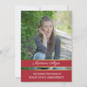 Invitation Fête du tronc photo rouge et or