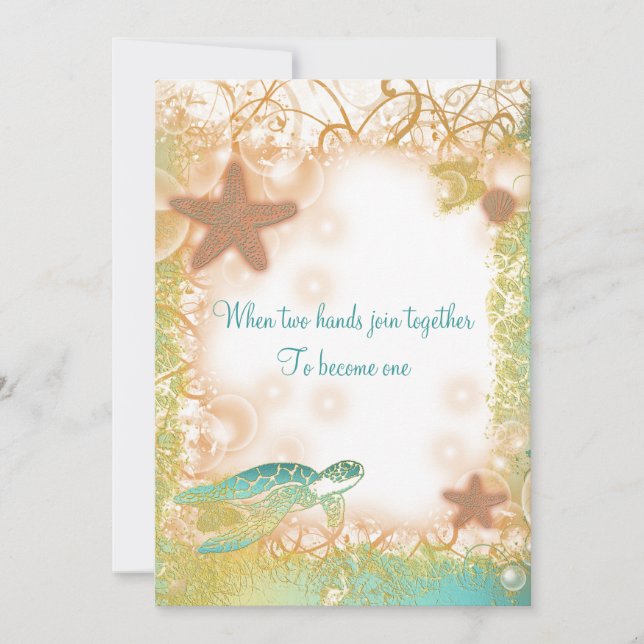 Invitation Fête élégante à thème de mariage sur la plage (Devant)