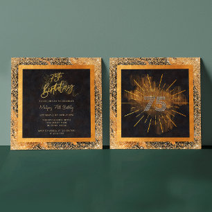 Invitation Fête élégante d'anniversaire de 75 ans avec paille