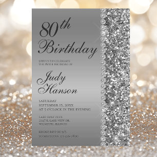 Invitation Fête élégante d'anniversaire de 80 ans avec photo 