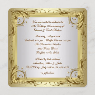 Invitation Fête élégante d'anniversaire de mariage de 50 ans