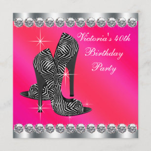 Invitation Fête élégante d'anniversaire des 40 ans d'une femm