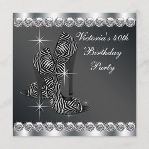 Invitation Fête élégante de 40 ans pour femme en noir