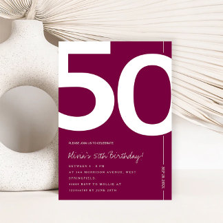 Invitation Fête élégante de 50 ans en Bourgogne