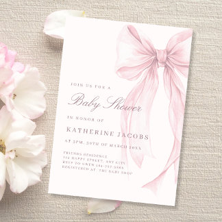 Invitation Fête Élégante de Bébé Coquette Rose