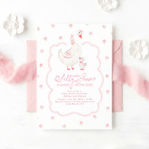 Fête élégante de bébé fille rose Oie Ridicule