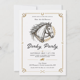 Invitation Fête élégante de Derby du Kentucky Gold & Tête de