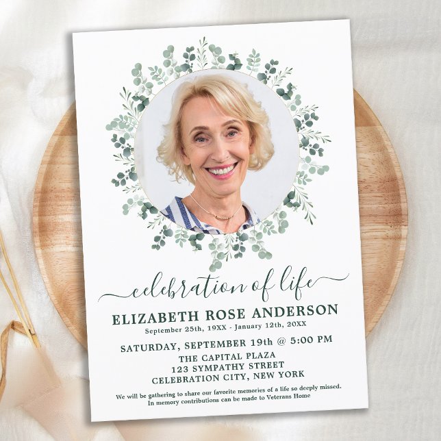 Invitation Fête Élégante De La Vie Eucalyptus Photo (Créateur téléchargé)