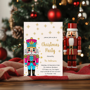 Invitation Fête élégante de Noël Casse-Noisette   Paillettes 
