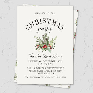 Invitation Fête élégante de Noël sous le gui minimaliste