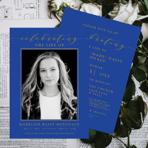 INVITATION FÊTE ÉLÉGANTE DE PHOTO FUNÉRALE MÉMORIALE DE LA VI