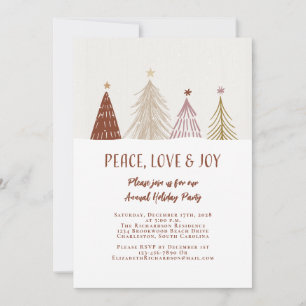 Invitation Fête Élégante de Vacances en Paix Amour Joie