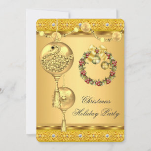 Invitation Fête élégante de vacances Or Jaune Noël