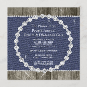 Invitation Fête Élégante Denim et Diamants