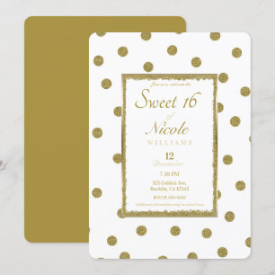 Invitation Fête élégante et chic en or blanc pour les 16 ans