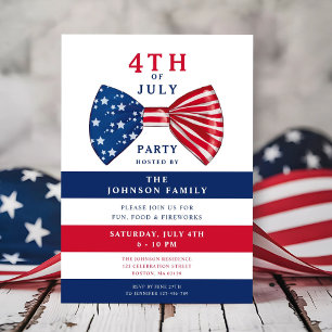 Invitation Fête élégante patriotique rouge blanc bleu 14 juil