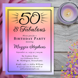 Invitation Fête élégante rose violet ombré pour 50 ans