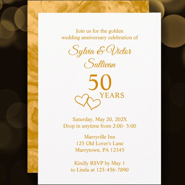 Invitation Fête élégante sur mesure d'anniversaire des 50 ans (Customize this elegant simple 50th anniversary party invitation template. )