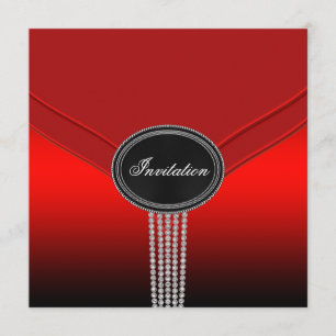 Invitation Fête en cravate noire diamant blanc rouge noir