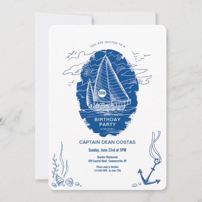 Invitation Fête en mer (Devant)