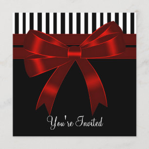 Invitation Fête en noir, blanc et rouge pour toutes occasions