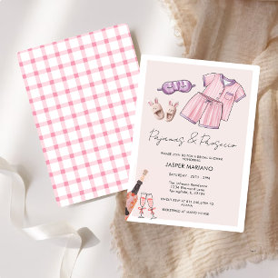 Invitation Fête en Pyjama Slumber PJ Prosecco Enterrement de 