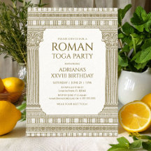 Fête en toge romaine avec des colonnes de temple é