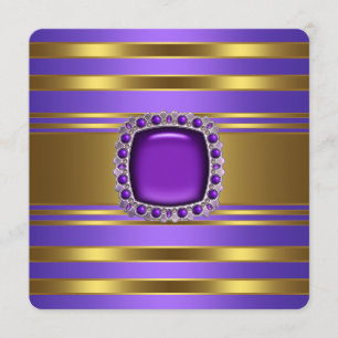 Invitation Fête en toutes occasions Violet et Or