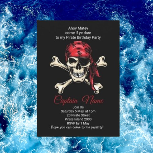 Invitation fête épique d'anniversaire de pirate (Boy Birthday Card Invitations, Kids Invitations,)