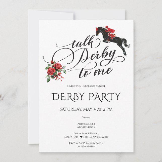 Invitation Fête équestre moderne de derby et de courses de ch (Devant)