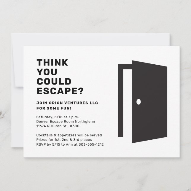 Invitation Fête Escape Room (Devant)