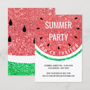 Invitation fête estivale de la pastèque fausse parties scinti