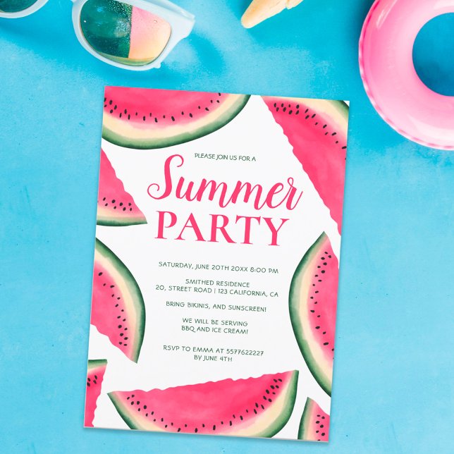 Invitation Fête estivale de la pastèque tropicale (Créateur téléchargé)