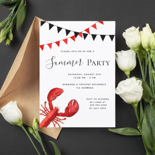 Invitation Fête estivale plage de homard rouge extérieur