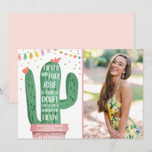Invitation Fête et fête de graduation amusante Cactus Lets Fi