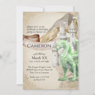 Invitation Fête Fantastique du Dragon Vert et du Château