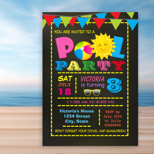 Invitation Fête festive de fête d'anniversaire pour filles à
